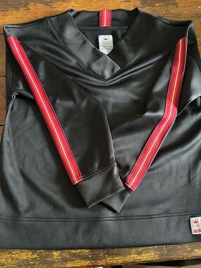 Team Canada Black Pull-Over with Red Stripe Detail